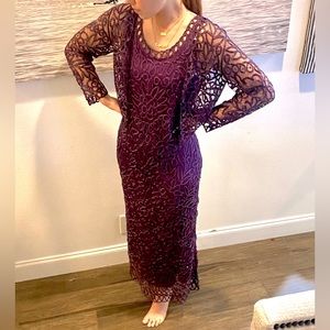SOULMATE 100silk crochet sleeveless Dress(PLUM)